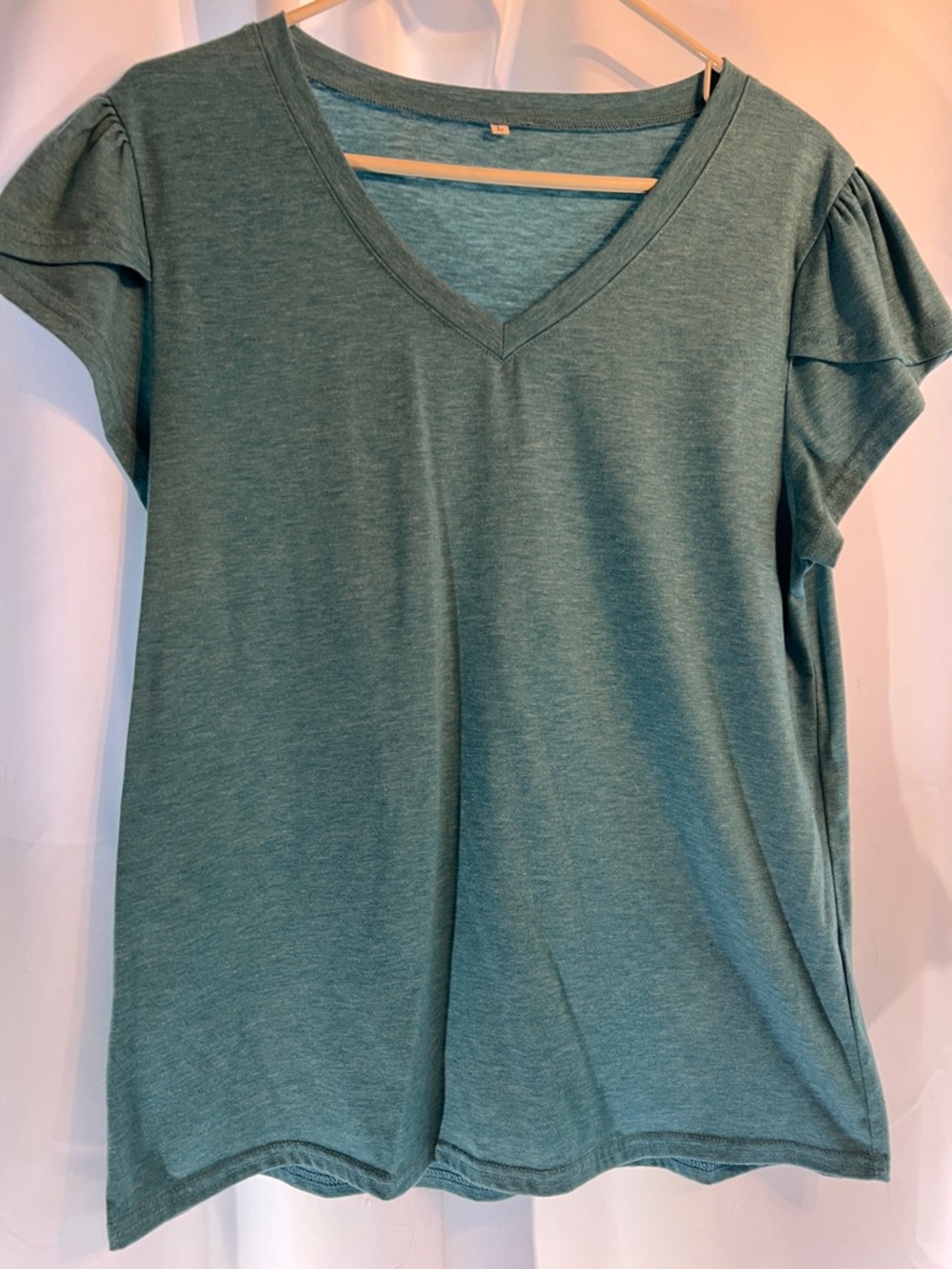 Women’s V-Neck Flutter Sleeve Tee — blue